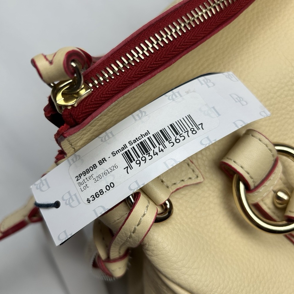 NWT Dooney & Bourke Florentine Small Satchel Butter Yellow Pebble Leather RARE - Picture 4 of 16